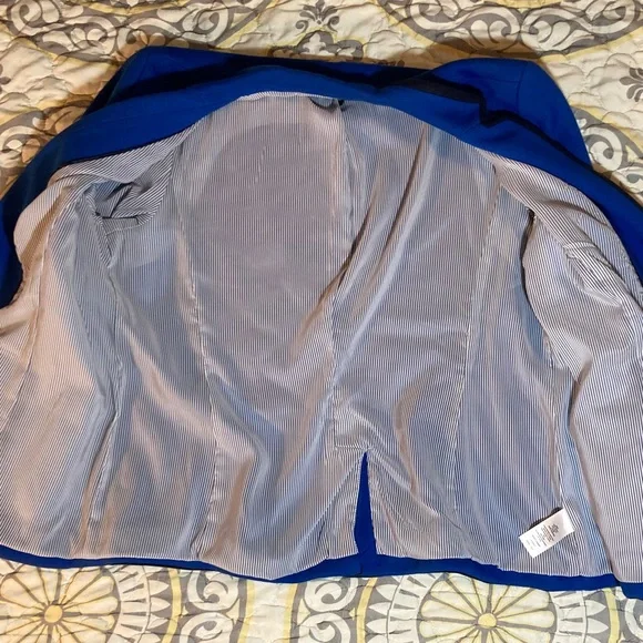 Talbots Aberdeen Pique Blue Blazer Size 14 Petite - Picture 8 of 13